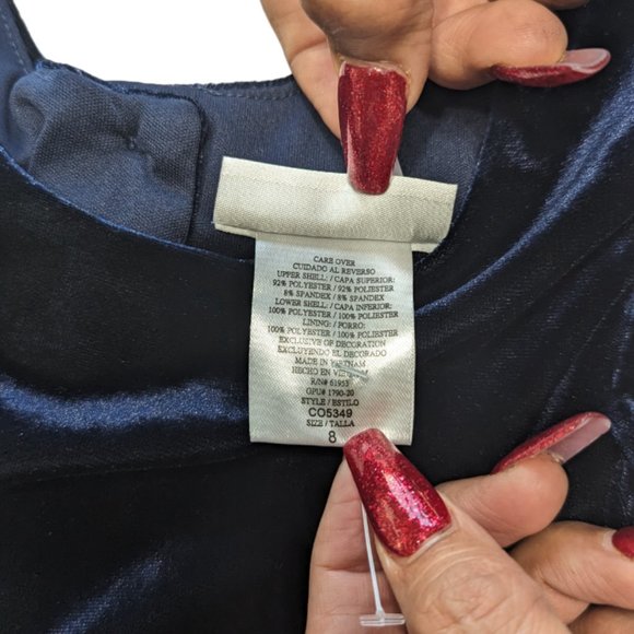 Joan Michele Blue Glitter StripeBow Special Occasion Dress Size 8 - Picture 4 of 7